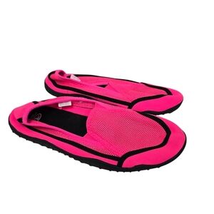 Athletic Works Pink Black Swim Water Slip On Shoes 9-10